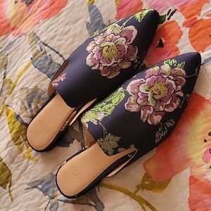Floral J.Crew Mules Flats